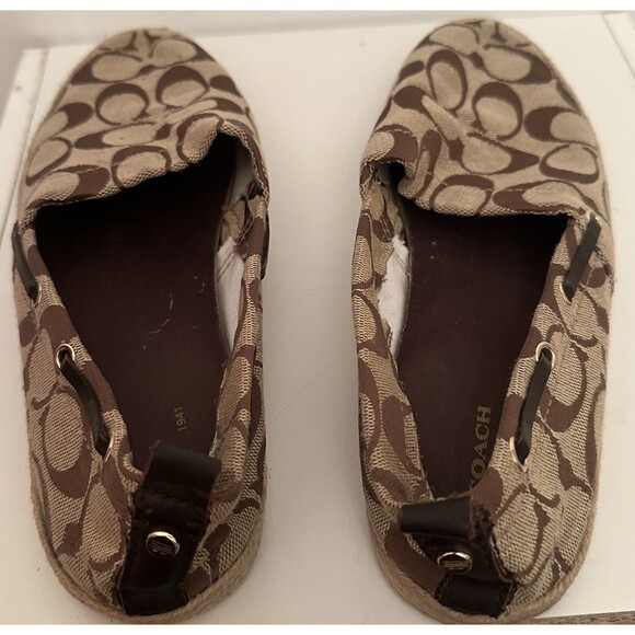 Coach Signature Canvas Espadrille Slip On Shoes Brown Tan Women’s Size 7.5 - Picture 6 of 8